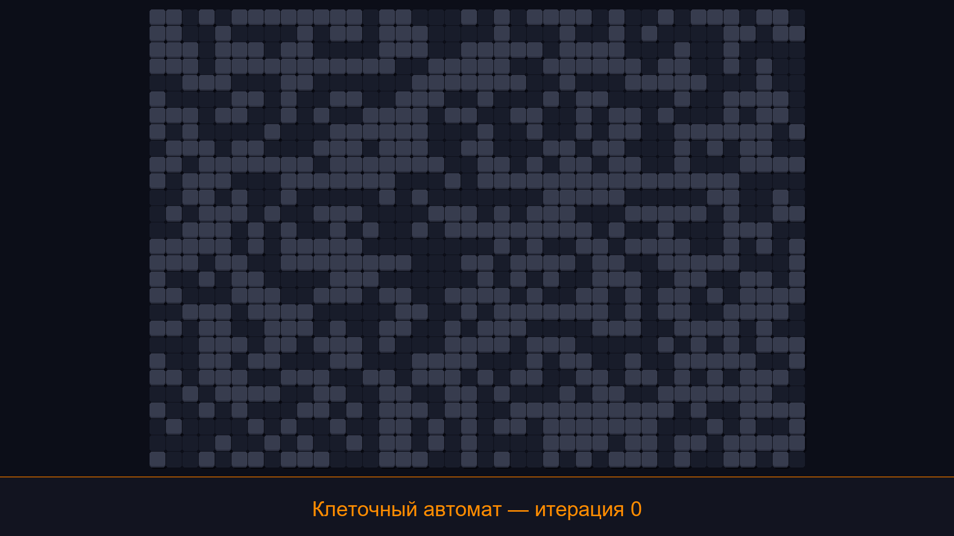Клеточные автоматы - шум превращается в пещеры за несколько итераций